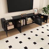 thumbnail of TV-Schrank 170x36x54 cm Schwarz mit vier Türen, Gitter & Goldakzente, TV-Ständer mit Soft-Close, Kabelmanagement, verstellbaren Füßen