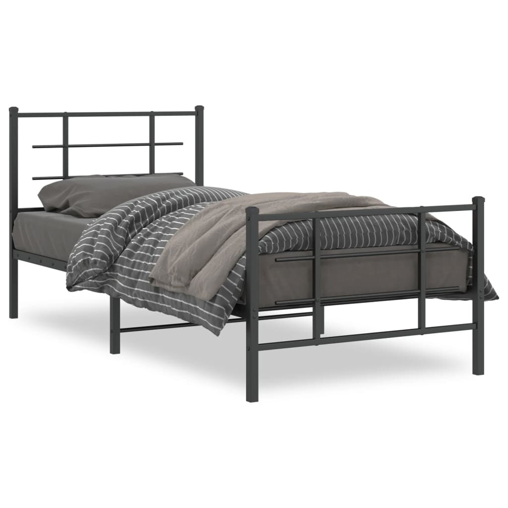 vidaXL Bedframe met hoofd- en voeteneinde metaal zwart 90x200 cm