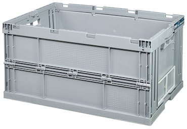 METRO Professional Eurobox, PP, 60 x 40 x 32 cm, 59 L, pieghevole, con maniglia, carico massimo prodotto 20 kg, grigio