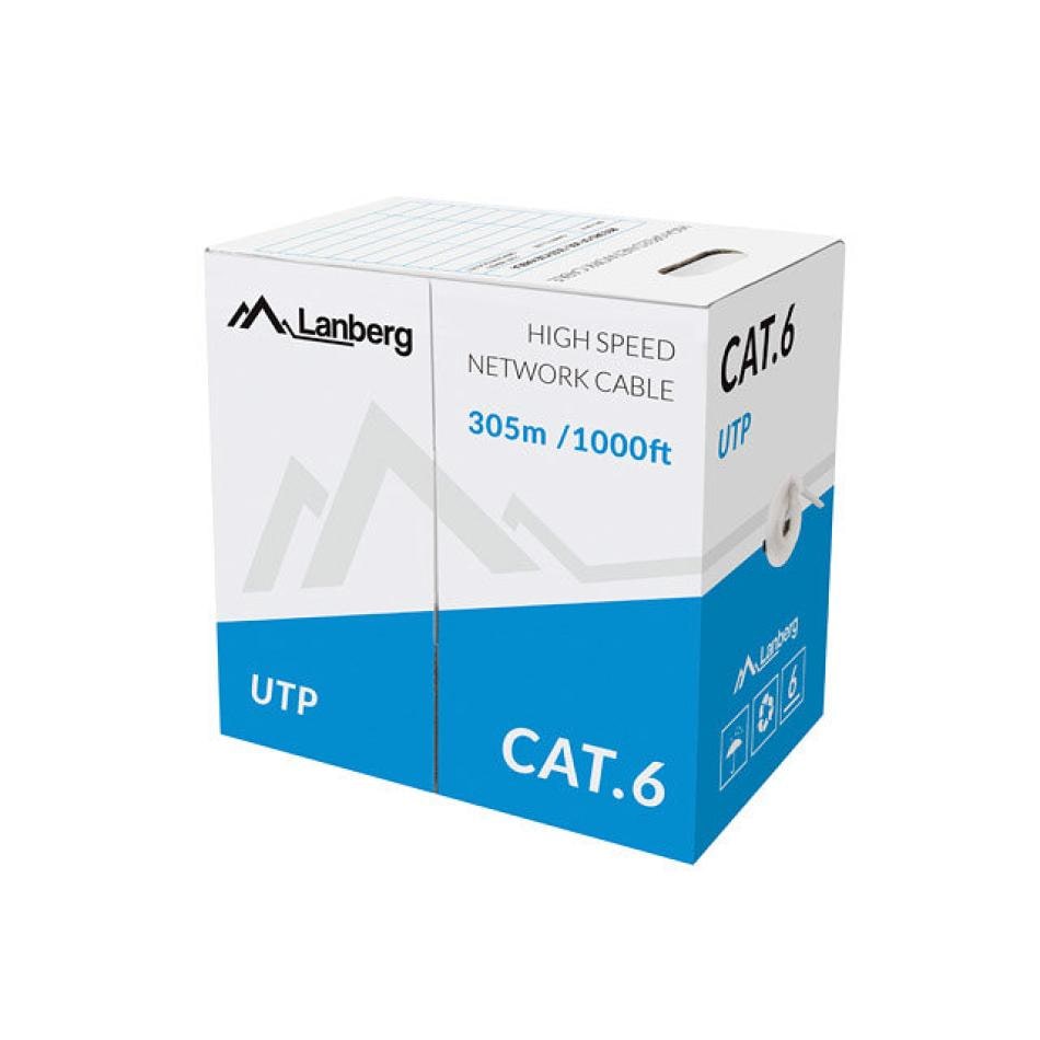 Bobina cat.6 lanberg utp rj45 solido cca awg24 305m grigio