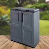 thumbnail of Armoire pour Tri Selectif 2 poubelles Meuble mi- hauteur Dim 68 x 37 x 84cm 2 Anneaux de support de sac 2 Portes INTEC
