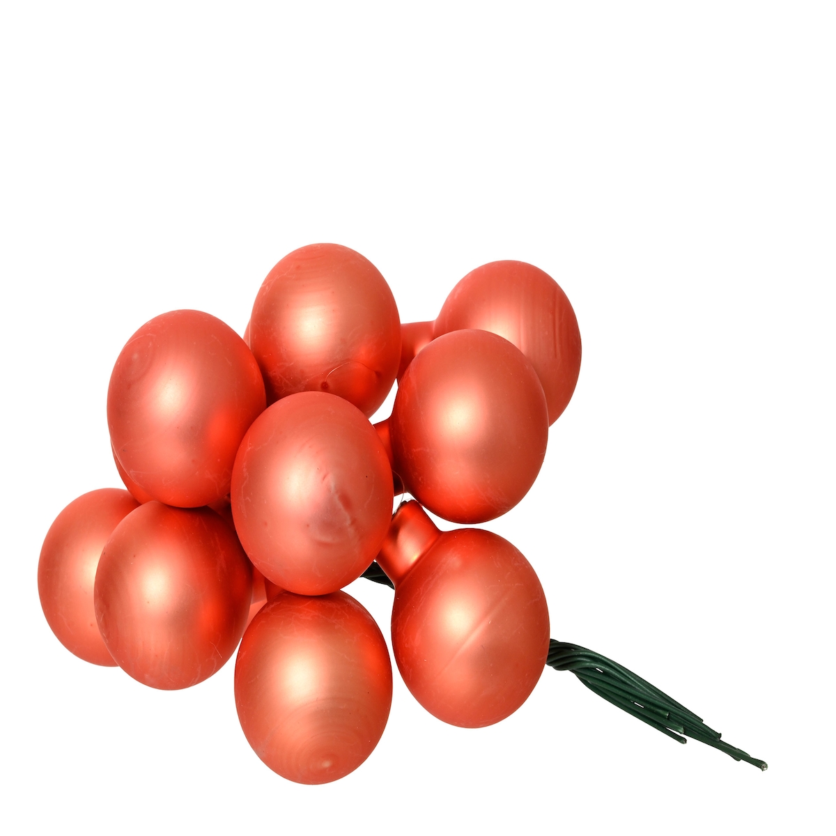 12 Glaskugeln am Draht 2,5cm Weihnachtskugeln Spiegelbeeren matt - kleine Dekokugeln Christbaumschmuck Weihnachtsdeko Warmorange