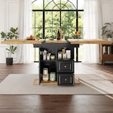 thumbnail of Ausziehbarer Esstisch 140x80x75 cm Naturholzoptik mit Stauraum Tür zwei Schubladen Fach, MDF Tischplatte Metallauszug, pflegeleicht