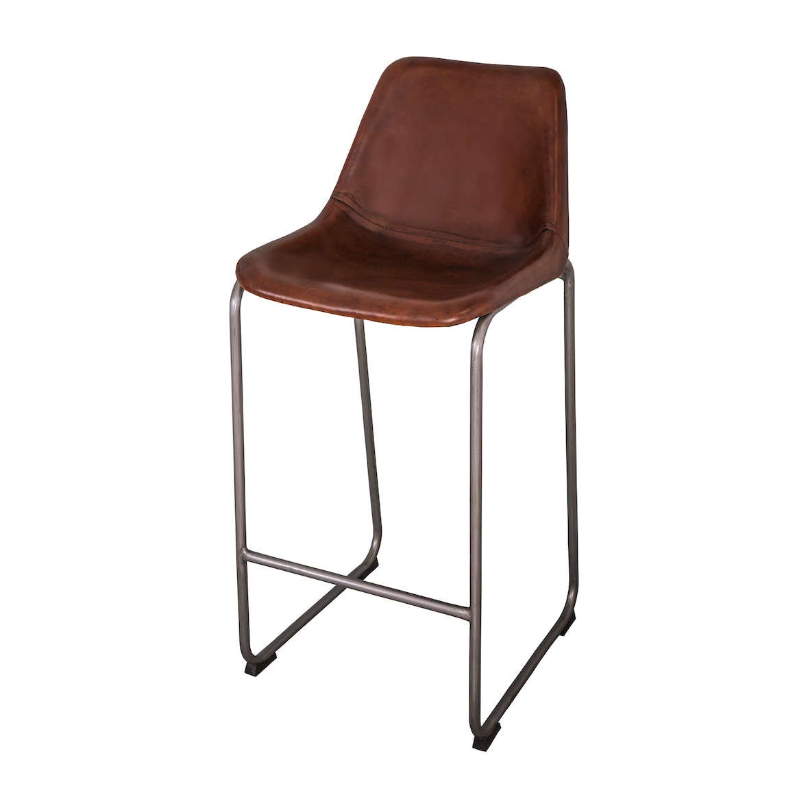 Tabouret de bar assise cuir cognac L47 X P48 X H103 Assise H75