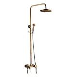 thumbnail of KLARWERK® JANA | Vintage Duscharmatur Set mit Regendusche & Handbrause Messing Gold | Edelstahl Retro Design Duschsystem | Duschsäule Mischbatterie