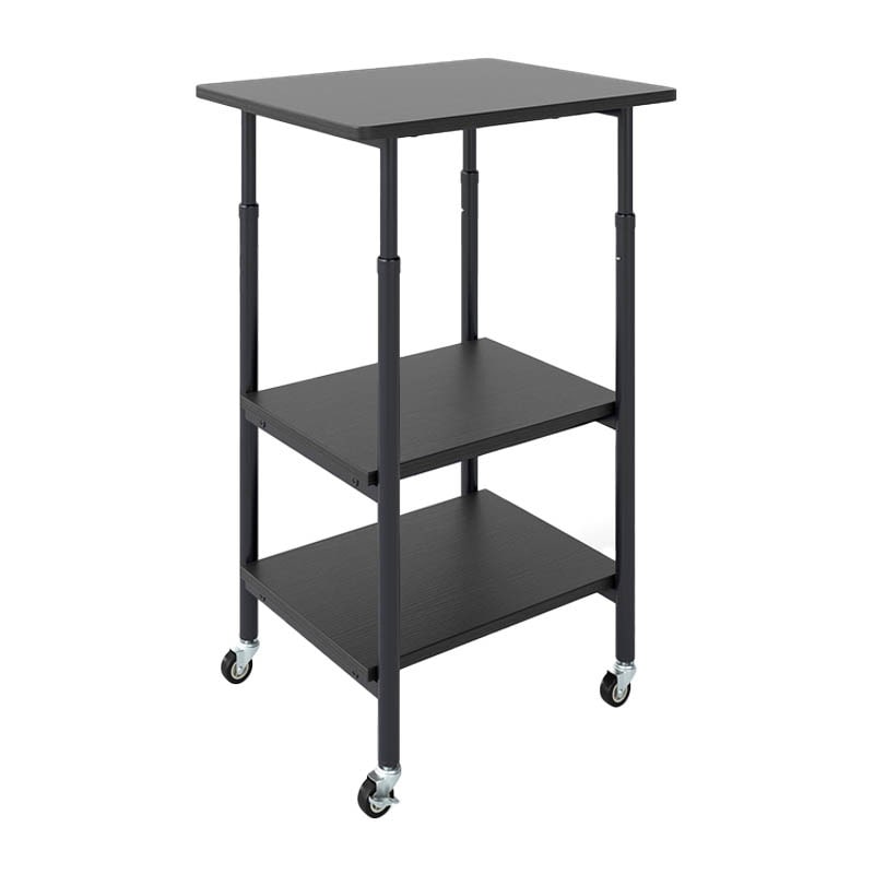 COSTWAY Suporte para impressora de 3 níveis com altura ajustável, carrinho para impressora com prateleiras e rodas, 49 x 40 x 77 cm (preto)