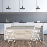 thumbnail of Relaxdays Barhocker klappbar, 2er Set, Rattan-Optik, Rückenlehne, HBT: 115 x 44 x 63 cm, Barstuhl, PE & Metall, weiß