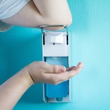 thumbnail of Relaxdays Desinfektionsspender, 2er Set, 500 ml, Eurospender für Desinfektionsmittel & Seife, Wandmontage, silber/weiß