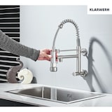 thumbnail of Björn|Catering Grifo monomando de pared agua fría plata|grifo cocina profesional acero inoxidable dos duchas|grifo fregadero doble pared restaurante