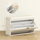 thumbnail of HOMCOM banco zapatero mueble zapatero banco recibidor con asiento acolchado cajón abatible y panel de tablillas 80x26x47,5 cm blanco