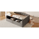 thumbnail of Multifunktionales Schlafsofa 140 x 200 cm Grau, Ausziehbett, Polstersofa mit Hydraulik-Stauraum, Samtstoff, Lattenrost, platzsparendes Sofa-Bett