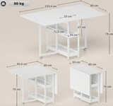 thumbnail of Klapptisch aus Holzwerkstoff Weiß, mit 2 offenen Ablagen und Rollen, ausziehbar für 2-4 Personen, 133,4x80x75 cm