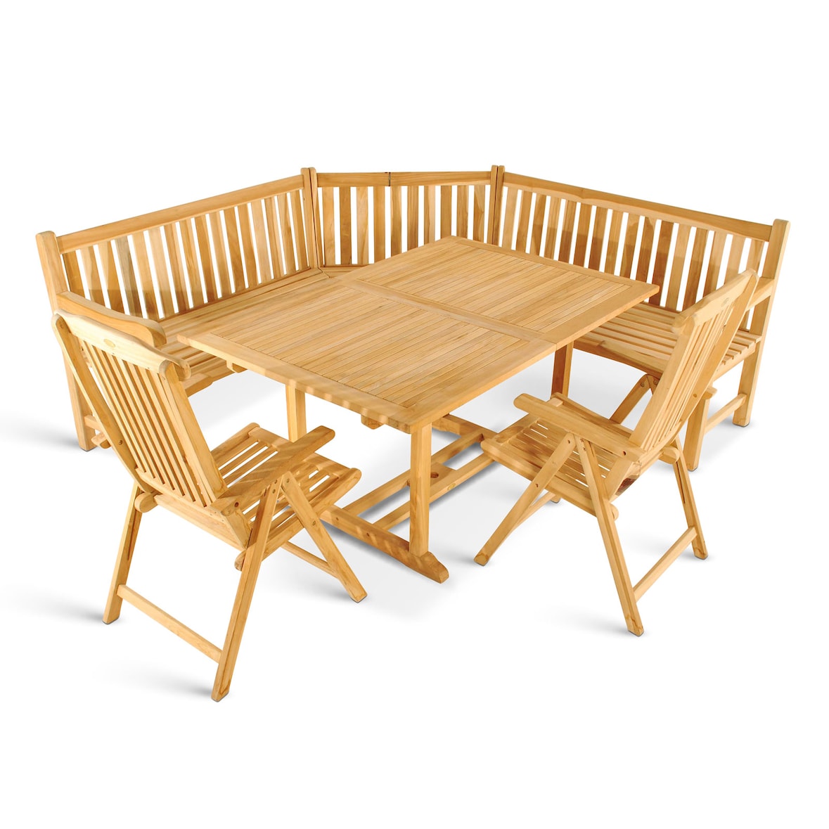 Gartenmöbel Set 4tlg mit Eckbank Teak Gartentisch ausziehbar 180-240 cm KUBA/ARUBA