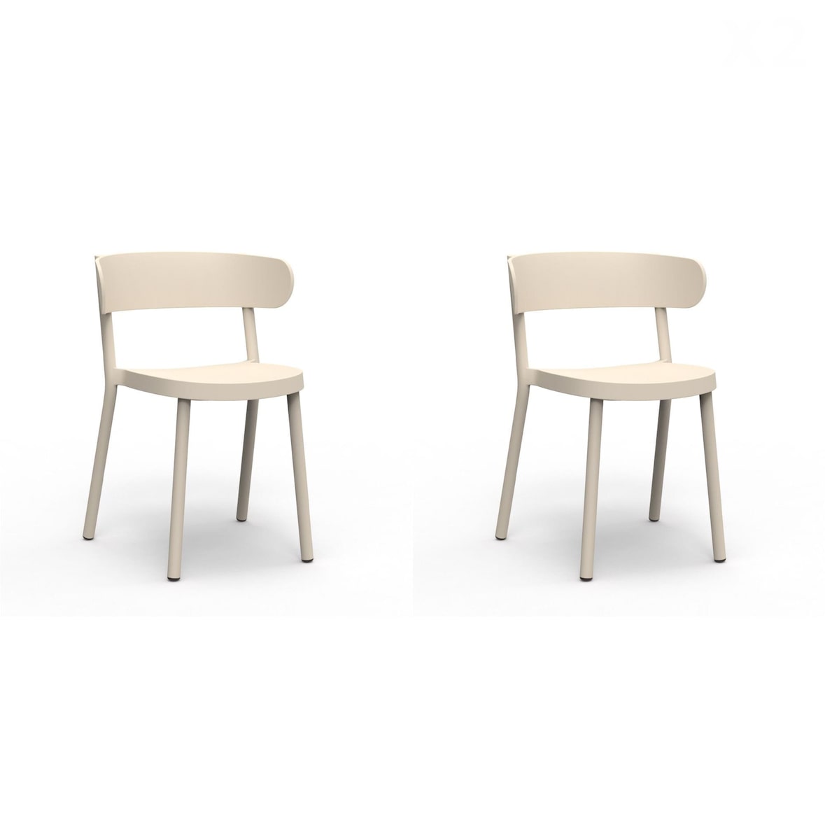 Resol CASINO Chaise Intérieur, Extérieur Set 2 Ivoire