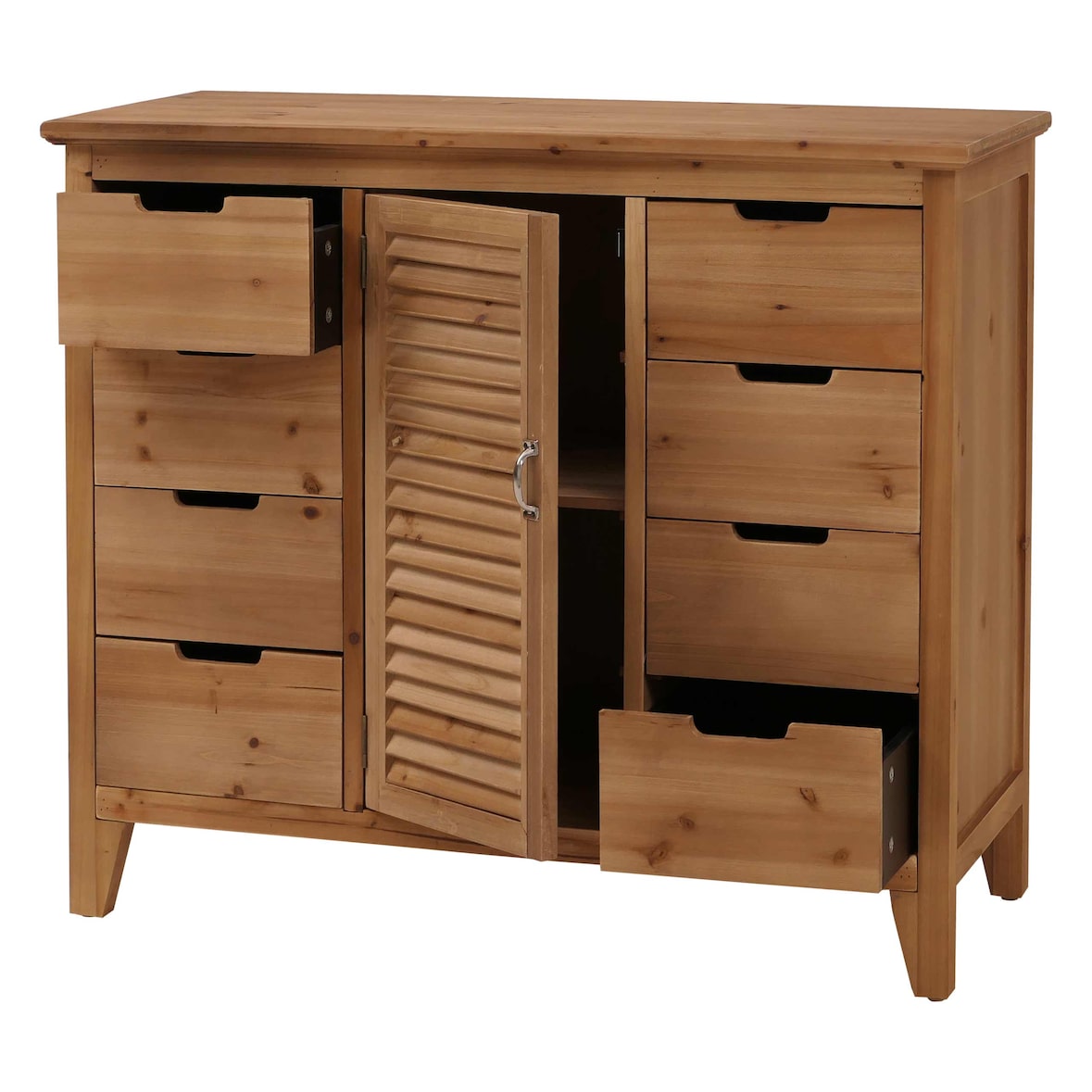 Apothekerkommode HWC-O63, Schrank Staufächer Schubladen, Vintage Shabby Fensterladenoptik 80x91x40cm ~ Korpus natur