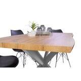 thumbnail of Esstisch Baumkante Holz-Optik Wildeiche 140 x 80 Spider-Gestell silber JOSY