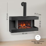 thumbnail of KAMINIO Elektrokamin LIZ mit Ofenrohr - Elektrischer Wandkamin mit Heizung, 3D-Flammeneffekt, LED-Ambientelicht, Fernbedienung - Schwarz