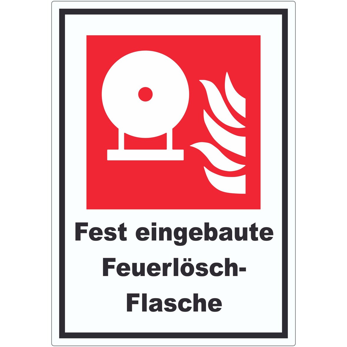 Fest eingebaute Feuerlösch-Flasche Aufkleber A9 (37x52mm)