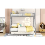 thumbnail of Merax Etagenbett für Erwachsene, Metallbett Hochbett mit ausziehbarem Bett 90x200cm/140x200cm/90x190cm, silbern