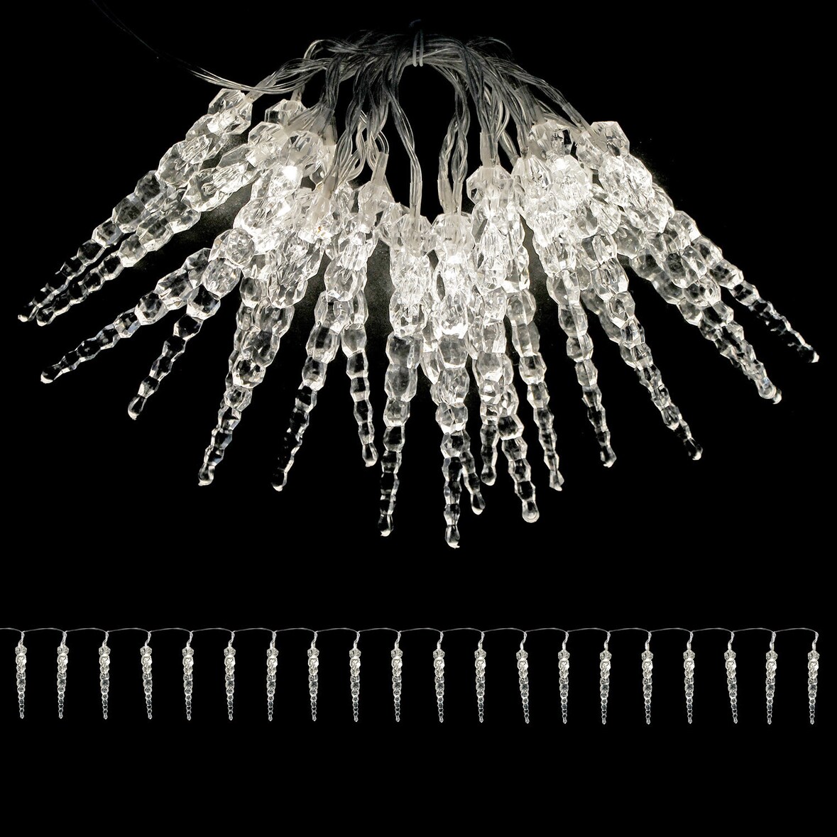 LED Eiszapfen Lichterkette warmweiß 20 LEDs Innen Batterie L220cm