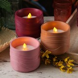 thumbnail of LED Solar Windlicht Wellenmuster Solar Kerze flackernd Tischleuchte terracotta