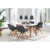 thumbnail of SalesFever Essgruppe 5-tlg. | 160 x 90 cm | Tischplatte weiß + Gestell Eiche | 4x Stuhl Textil grau + Beine Eiche