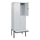 thumbnail of C+P Spind Classic PLUS, Kunststoff schwebende Sitzbank, 4 Abteile, HxBxT 212x80x82cm, Zylinderschloss, Hellgrau/Hellgrau von PROREGAL