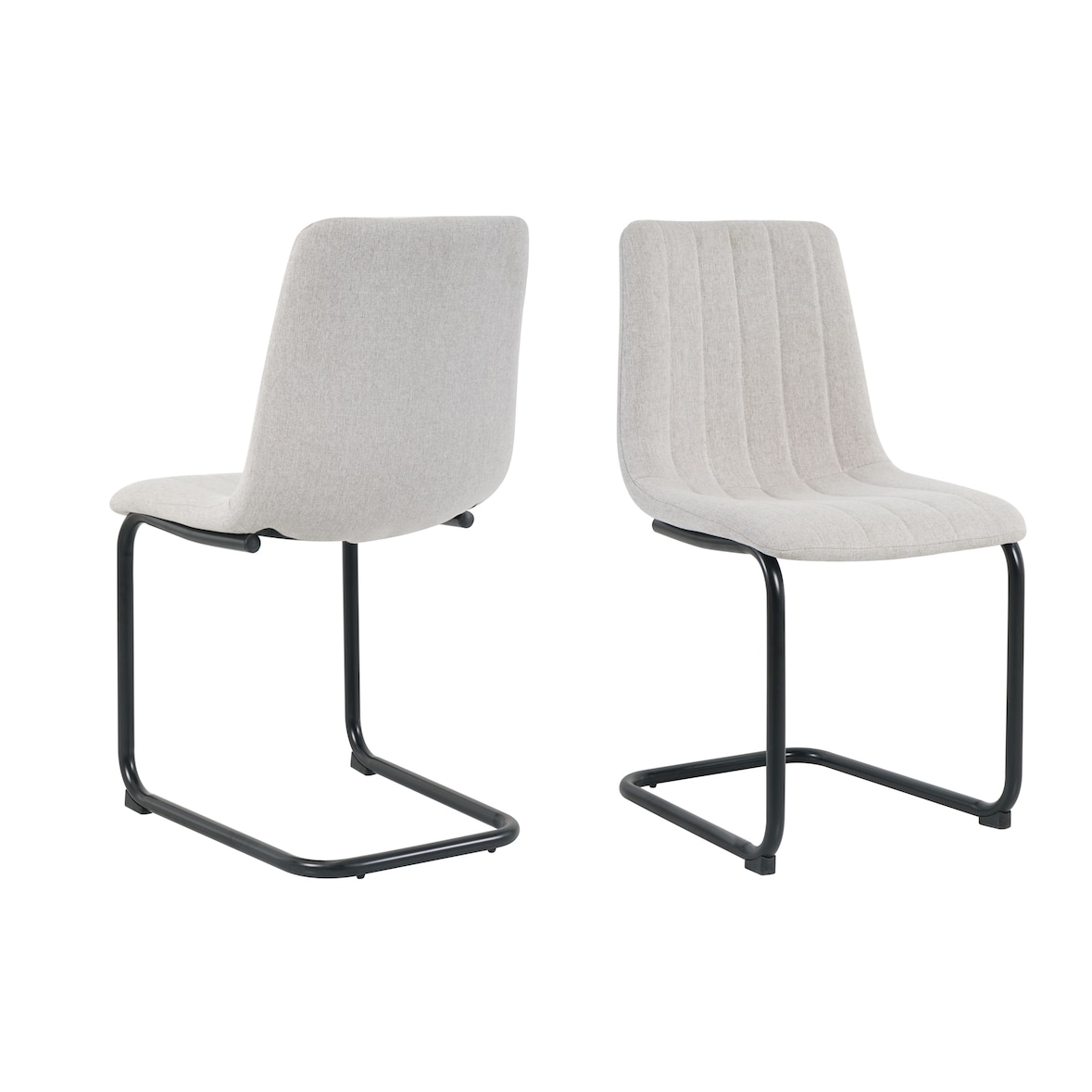 Möbilia Freischwinger-Stuhl, 2er-Set | Bezug Strukturstoff | Gestell Metall | B 43 x T 53 x H 87 cm | beige – schwarz | 21020068 | Serie STUHL