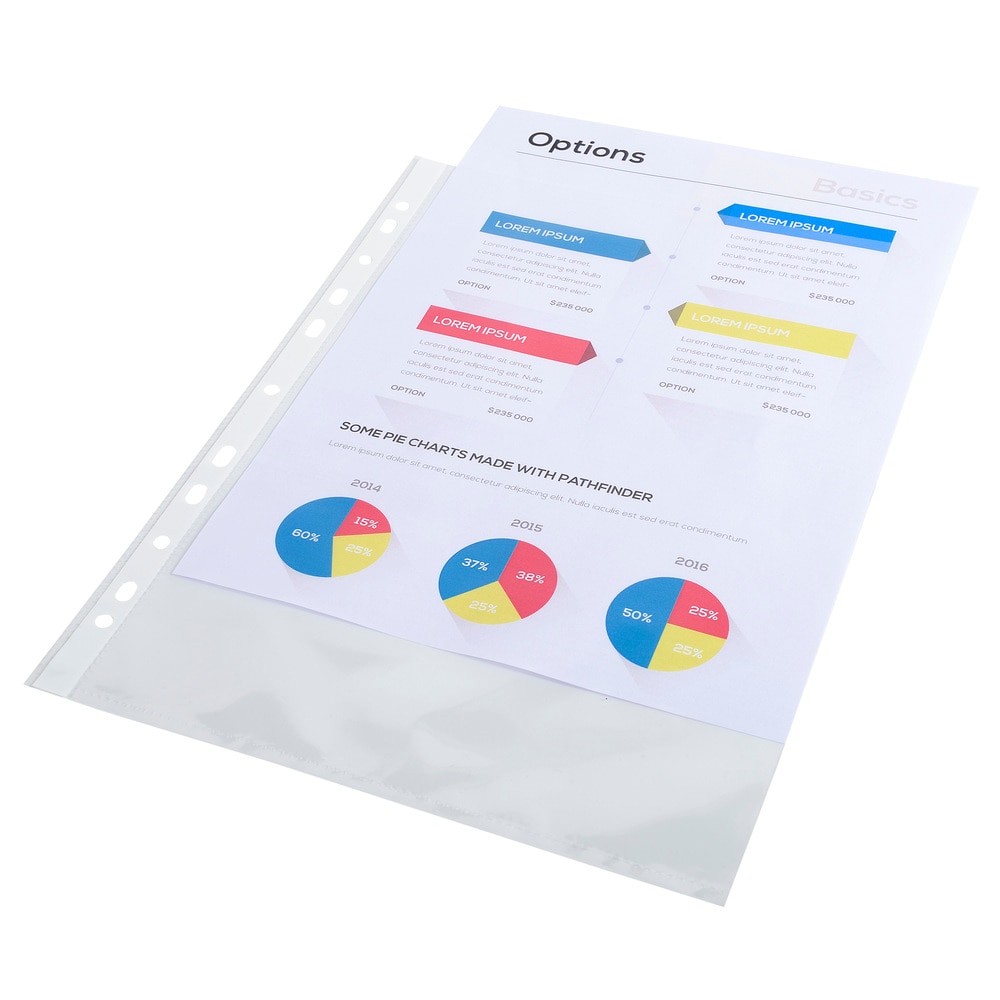 EXACOMPTA Sachet de 100 pochettes perforées A4 en polypropylène lisse 6/100e cristal