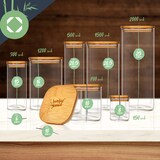 thumbnail of Eckiges Glas mit Bambusdeckel luftdicht Silikonring 6x25x6 cm 500 ml Transparent