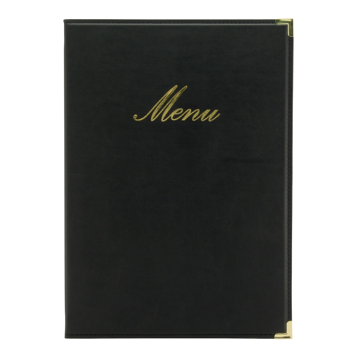 Securit® Speisekarte A4 "Classic" - Schwarz - Kunstleder - 4 Seiten
