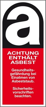 thumbnail of Dreifke® Aufkleber I Gefahrenkennzeichen Achtung enthält Asbest, Typ B, Folie, selbstklebend, 25x60mm, 8/Bogen
