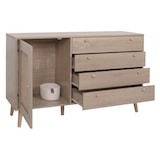 thumbnail of Sideboard HWC-M43, Schrank Kommode Highboard, Schubladen Staufach, Kubu Rattan Holz Melamin, Eiche-Optik