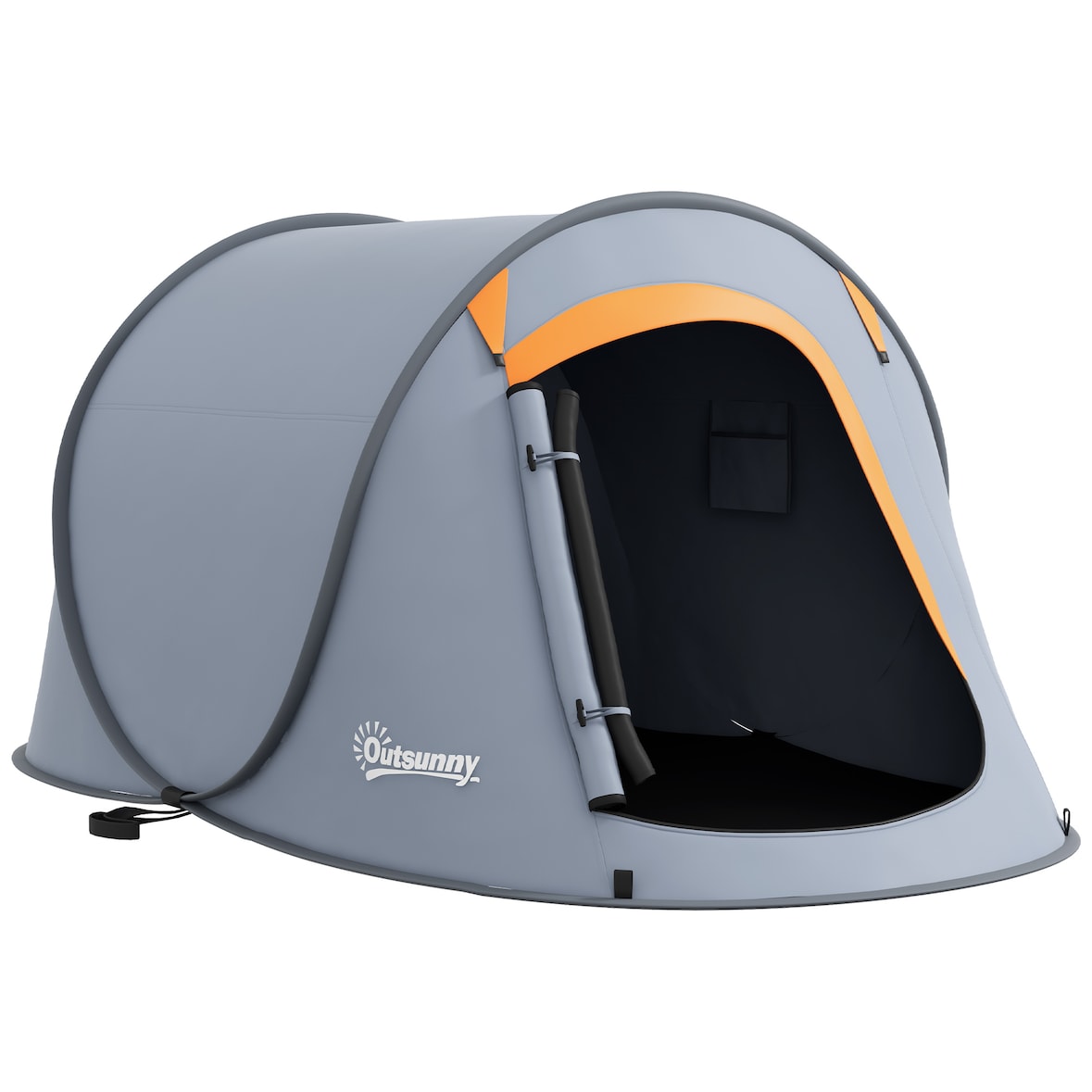 Outsunny tienda de campaña pop-up para 2-3 personas plegable impermeable con ventana puerta y bolsa de transporte para senderismo 245x148x105 cm gris