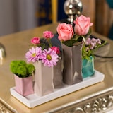 thumbnail of Jinfa Handgefertigte kleine Keramik Deko Blumenvasen Set aus 5 Vasen in bunt auf einem Tablett