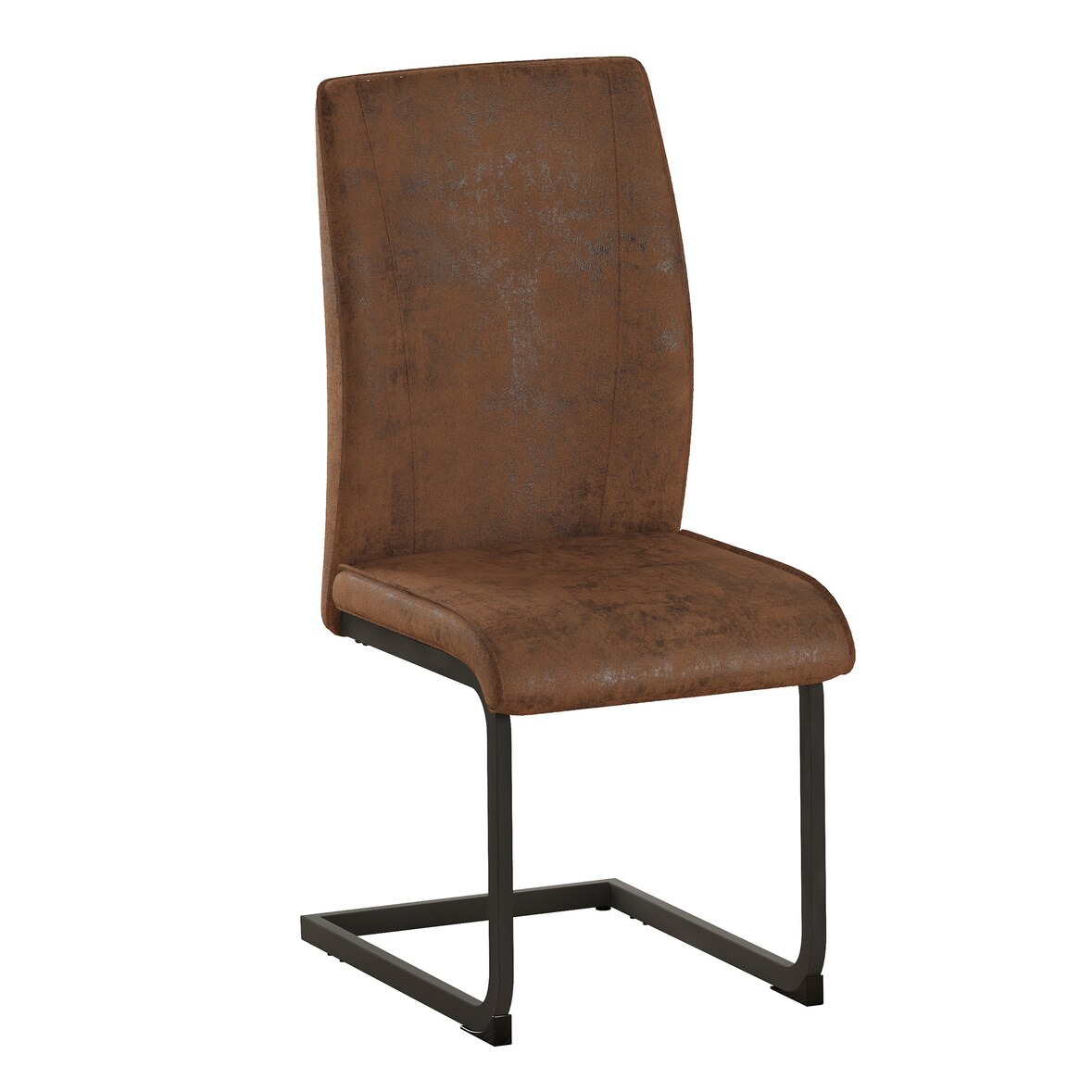 Esszimmerstuhl Set 2er braun+schwarz 99x44x45 cm mit ergonomischer Rückenlehne, Tech Stoff Bezug, Metallgestell, rutschhemmende Füße