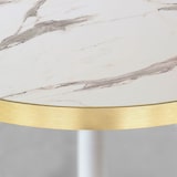 thumbnail of RestooTab - Tisch Round weiß Ø70cm Dekor weißer Marmor Kanten messingfarben