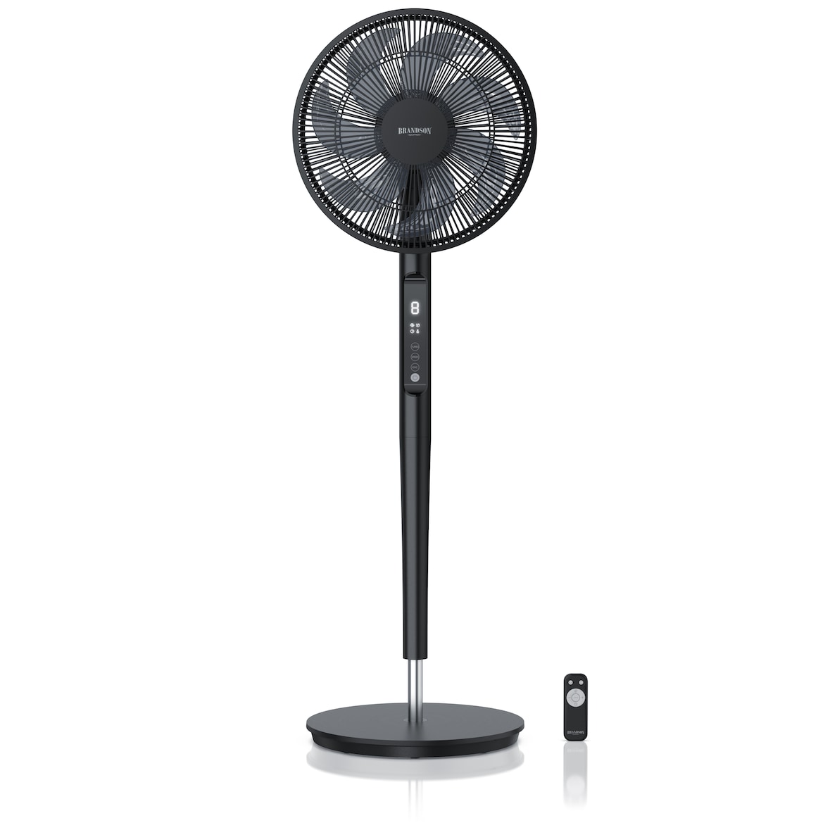 Brandson Standventilator mit DC-Motor, Ventilator mit Fernbedienung, sehr leise, energiesparend, 60°, 90° und 120° Oszillation, Timer