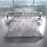 thumbnail of Bettwäsche 200x200 cm Fleece Grau Lila Feder Winter warm