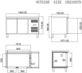 thumbnail of GastroHero Kühltisch ECO 2/0 GN 1/1 Edelstahl Umluftkühlung -2 °C bis +8 °C 230 V LED-Thermostat 1360x700x850 mm 228 L 2-türig
