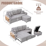 thumbnail of Merax 3-Sitzer-Schlafsofa mit Schlaffunktion, Mehrfunktionales Cord-Sofa mit  USB-C, Hellgrau