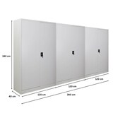 thumbnail of PROREGAL Mega Deal 3x Flügeltürenschrank ELEPHANT Metall Aktenschrank komplett montiert abschließbar 180x120x40cm 4 Ebenen Stahlschrank Lichtgrau