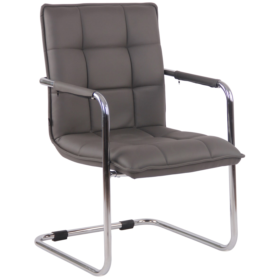 Besucherstuhl TORINO - Kunstleder Grau 57x64x89 cm Silber | Besucherstühle Konferenzstuhl Wartezimmerstuhl Bürostühle Bürostuhl Konferenzraum
