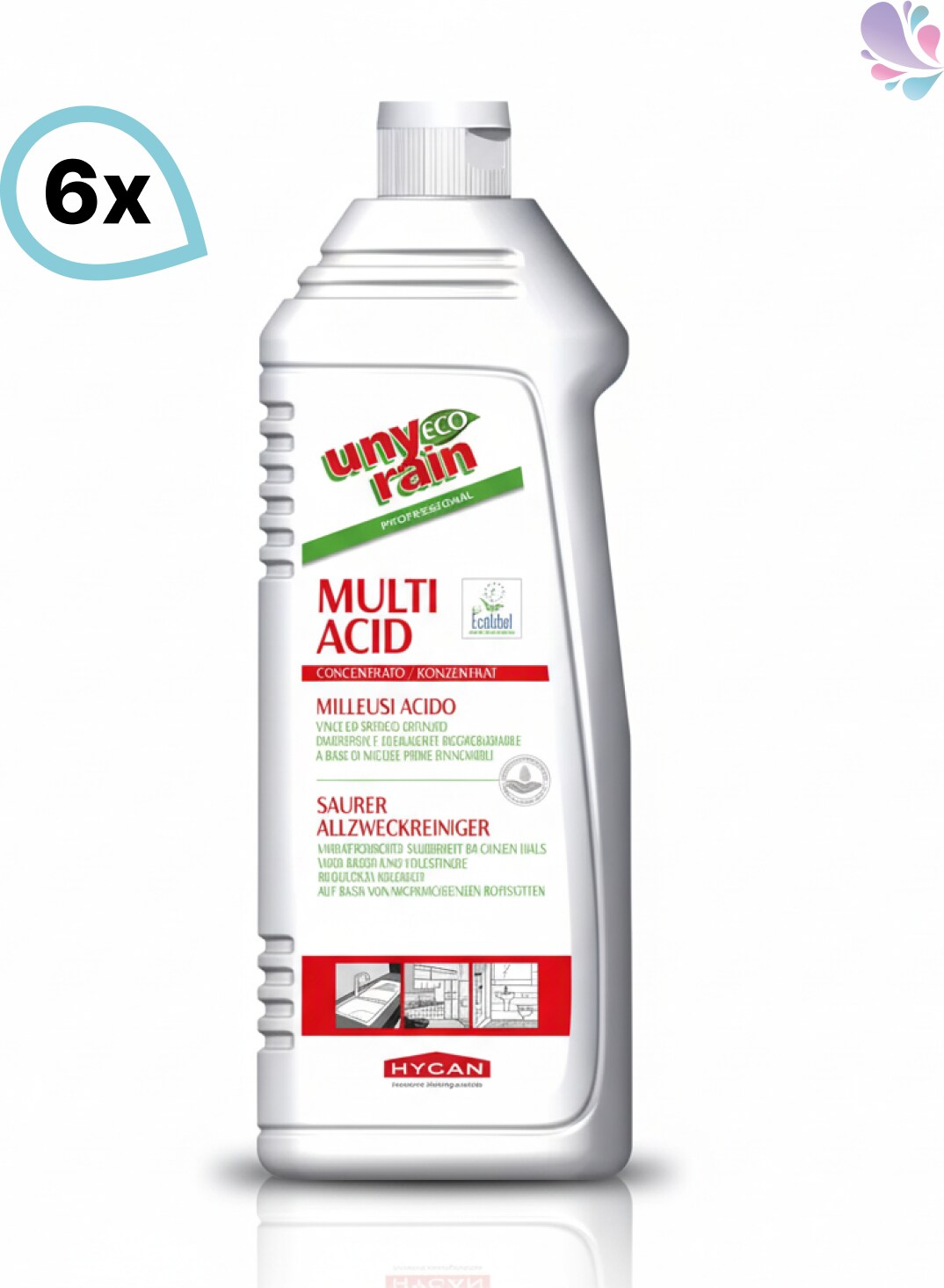 Allzweck-Essigreiniger, ECOLABEL, 6 x 1000 ml Flasche, auf pflanzlicher Basis, sehr ergiebig