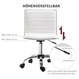 thumbnail of Bürostuhl höhenverstellbar Weiß 48x52x90 cm ohne Armlehnen mit Rückenlehne und Rollen, Kunstlederbezug, belastbar bis 120 kg
