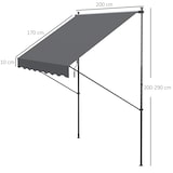 thumbnail of Outsunny toldo manual retráctil 200x175x210-310cm toldo ajustable con manivela protección solar UV40+ prueba de aiento para balcón jardín terraza gris