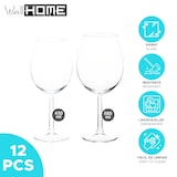 thumbnail of WellHome - Conjunto de 12 taças de vinho (6 de 580ml + 6 de 430ml) em vidro.
