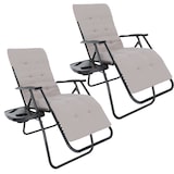 thumbnail of 2 Sedie Sdraio Con Cuscino Imbottito E Portavivande Poltrona Relax Reclinabile Gravità 0 Design Ergonomico Richiudibile In Acciaio Portata Max 120 Kg