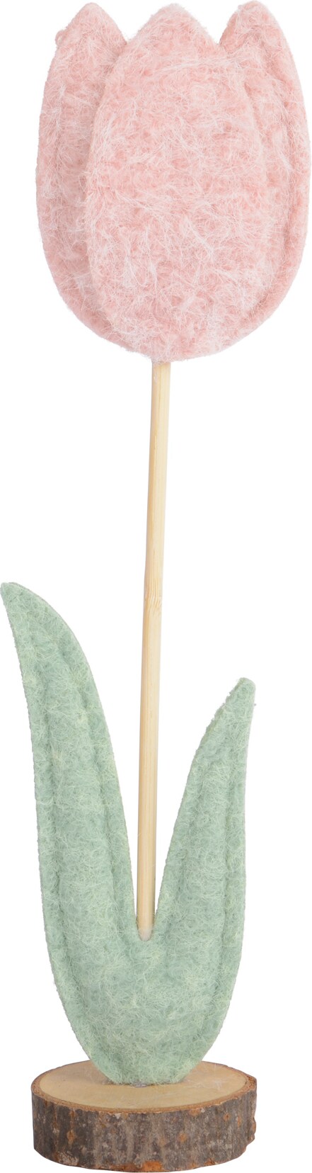 Dekoblume Tulpe 8x35cm mit Holzsockel - Frühlingsdeko & Osterdeko zum Stellen Kunstblume Dekofigur Rosa Mintgrün