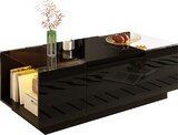 thumbnail of LED Couchtisch mit Glasplatte, Hochglanz & Matt-Design, moderner Kaffeetisch mit Stauraum, Schubladen & Bluetooth-Licht, 105x50x35 cm, Schwarz